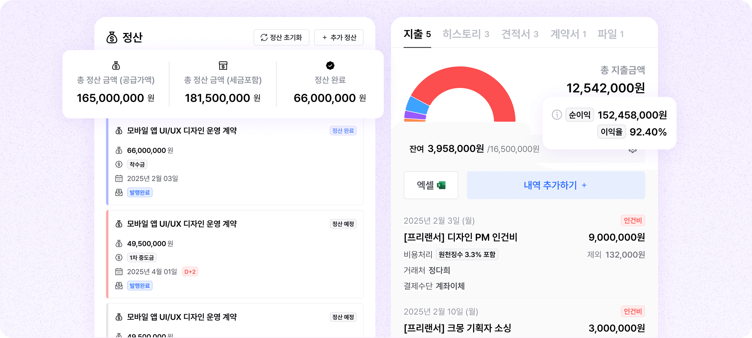 쉬운 정산, 지출 관리로 계약 내 현금 흐름 정리